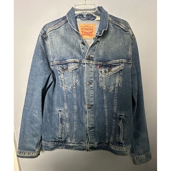 Large Men's Levi's Demin Standard Trucker Jacket Retro Classic Rock Cowboy Ranch - Picture 1 of 9